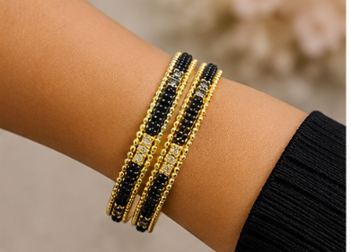 Daily Wear Black & Gold Designer Bangles | VA Collections