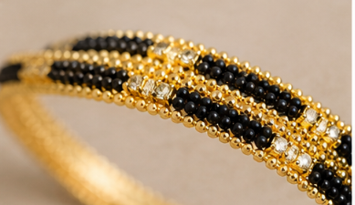 Daily Wear Black & Gold Designer Bangles | VA Collections