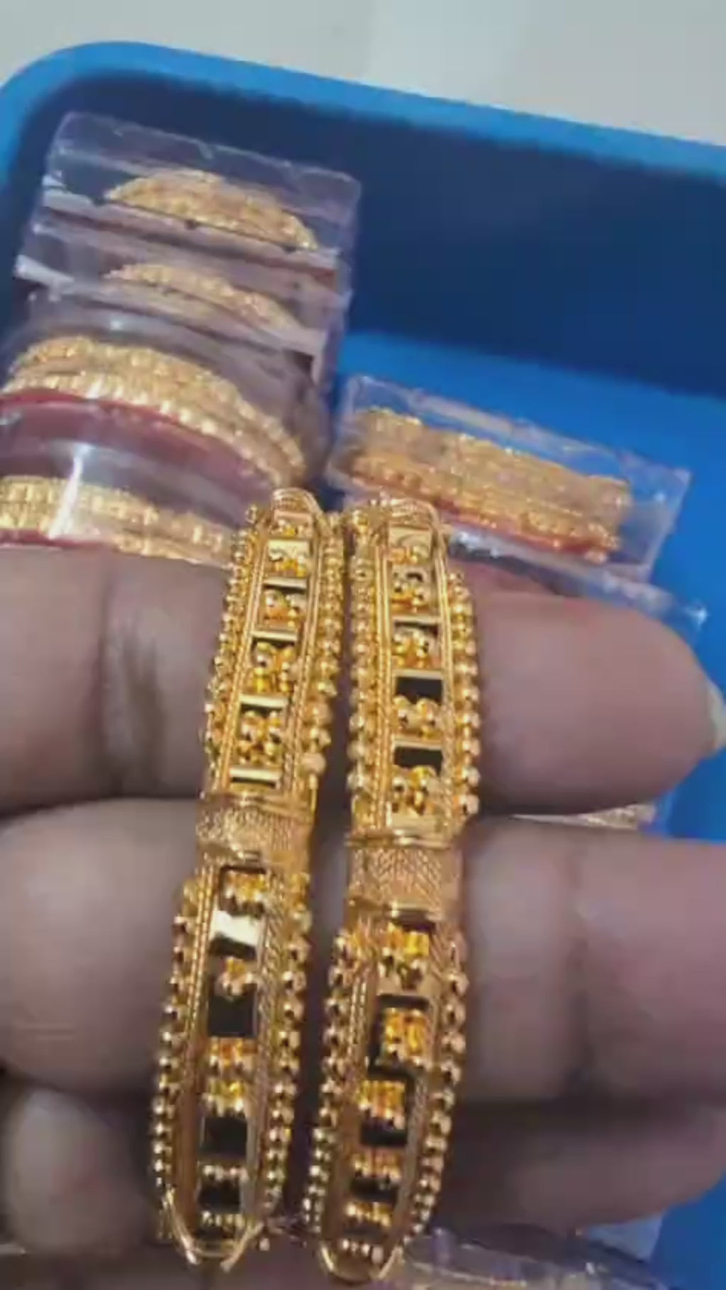 Traditional Gold-Plated Designer Bangles (Pair)