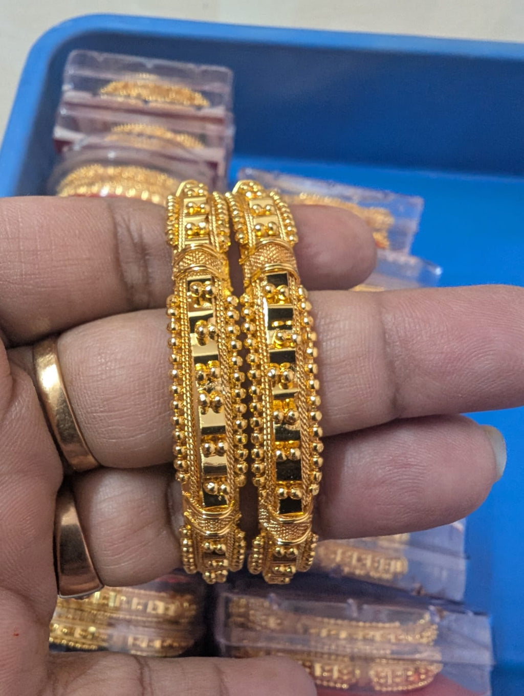 Traditional Gold-Plated Designer Bangles (Pair)