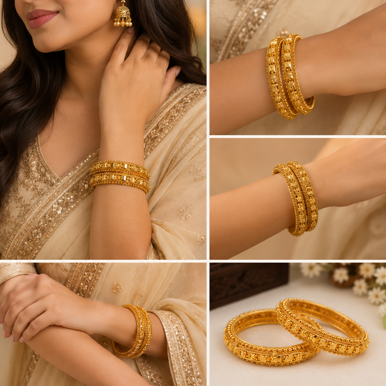 Traditional Gold-Plated Designer Bangles (Pair)