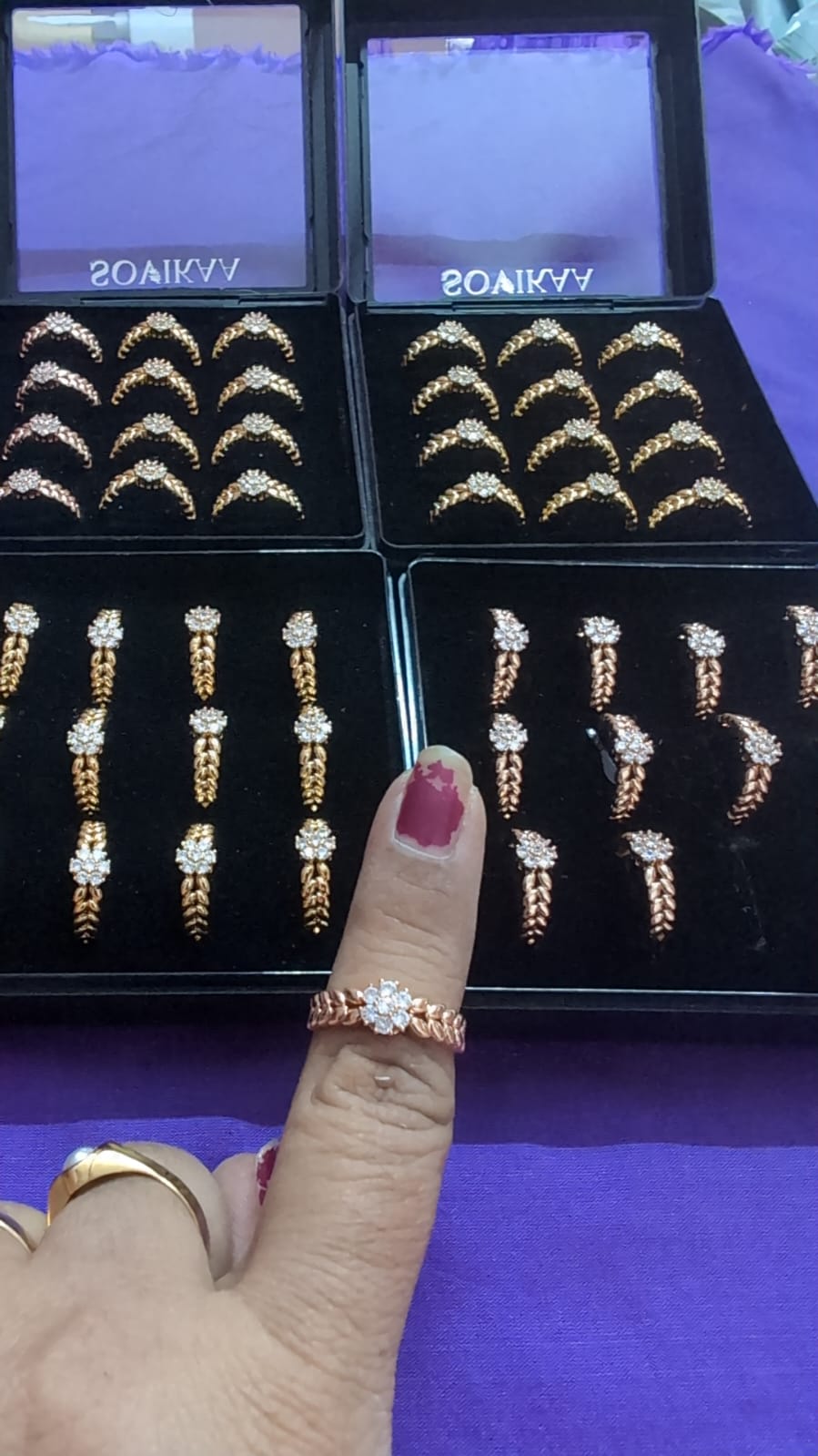 VA Collections Gold-Plated Floral CZ Ring for Women | Elegant Adjustable Party Wear Ring